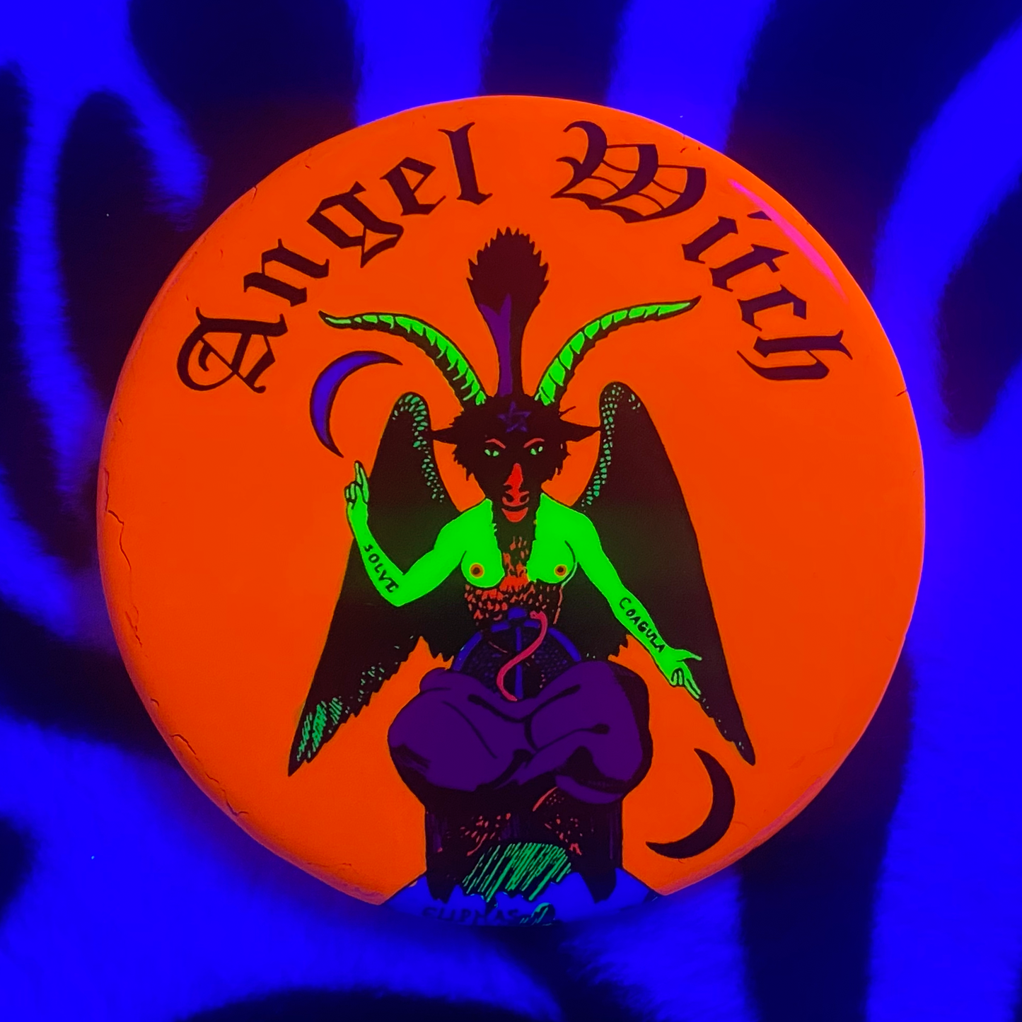 "ANGEL WITCH - BLACKLIGHT BAPHOMET" pinback button