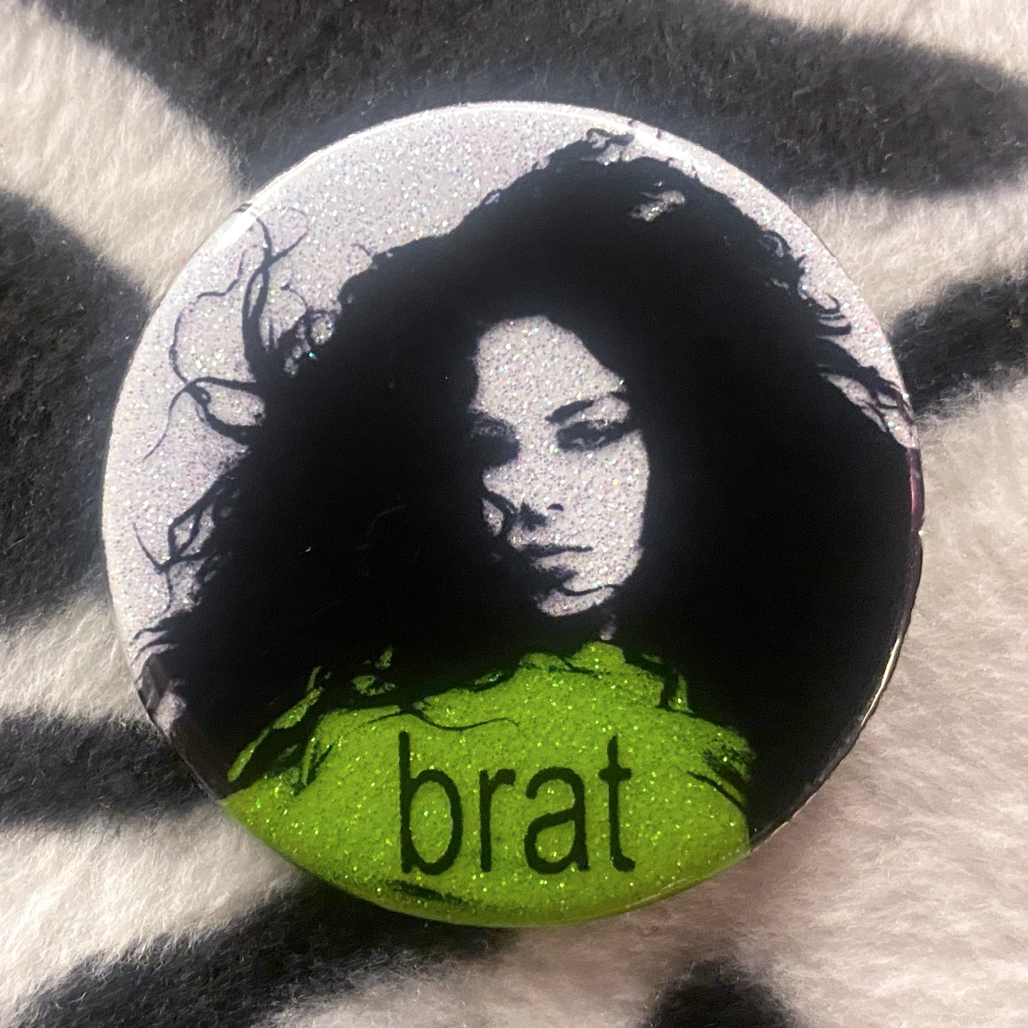 "CHARLI XCX - BRAT" pinback button