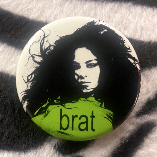 "CHARLI XCX - BRAT" pinback button