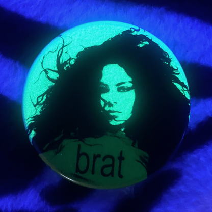 "CHARLI XCX - BRAT" pinback button