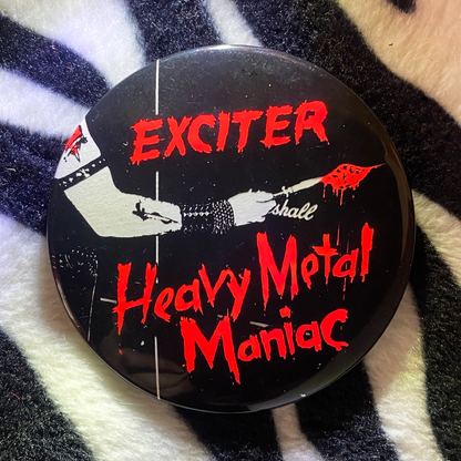 "HEAVY METAL MANIAC" blacklight pinback button