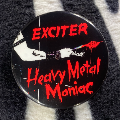 "HEAVY METAL MANIAC" blacklight pinback button