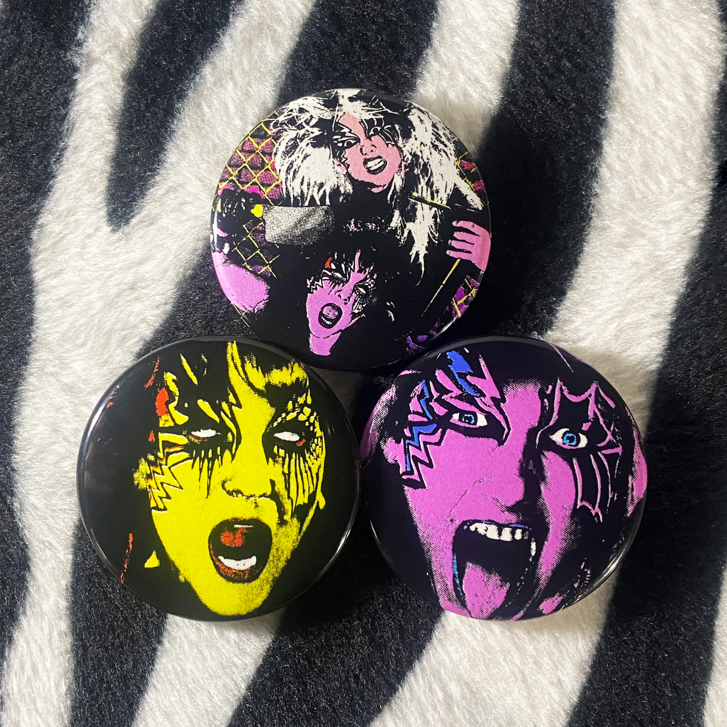 "HEAVY METAL SISTERS" pinback button trio