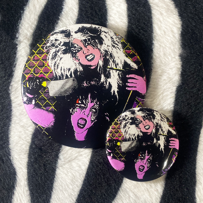 "HEAVY METAL SISTERS" pinback button trio