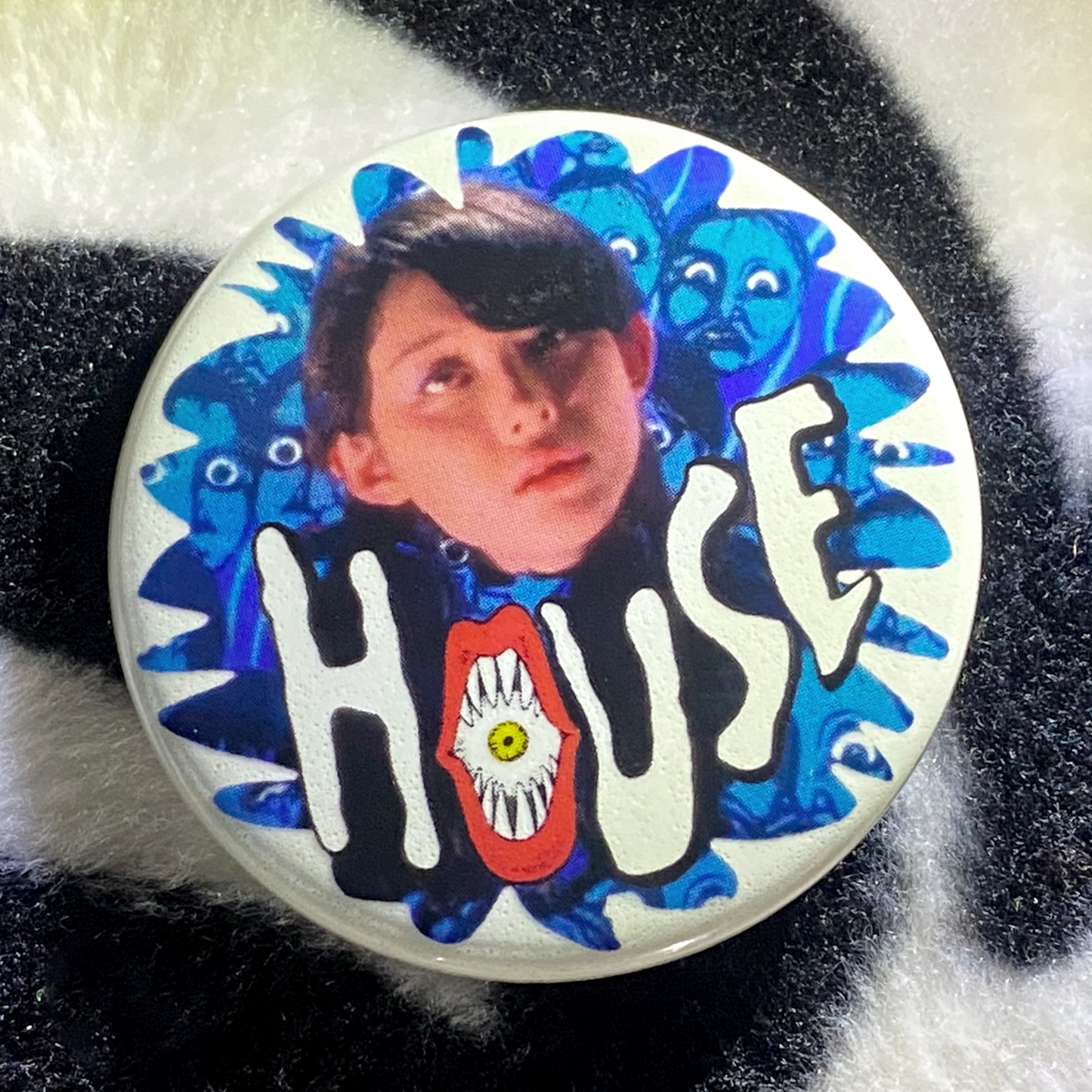 "HOUSE" glow in the dark pinback button