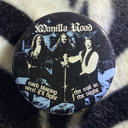 "MANILLA ROAD - THE RIDDLE MASTER" pinback button