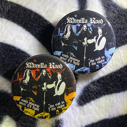 "MANILLA ROAD - THE RIDDLE MASTER" pinback button