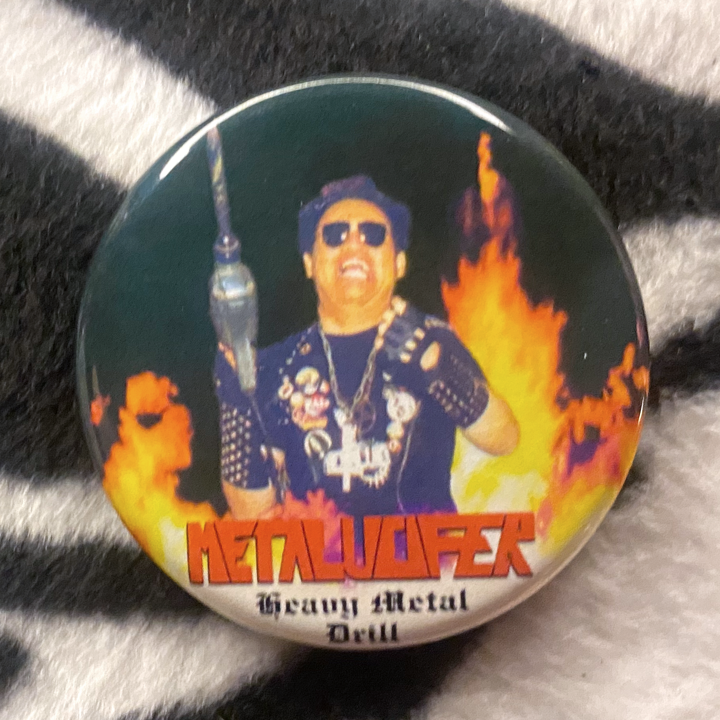 "METALUCIFER - HEAVY METAL DRILL" pinback button