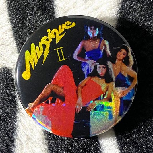 "MUSIQUE II" holographic pinback button