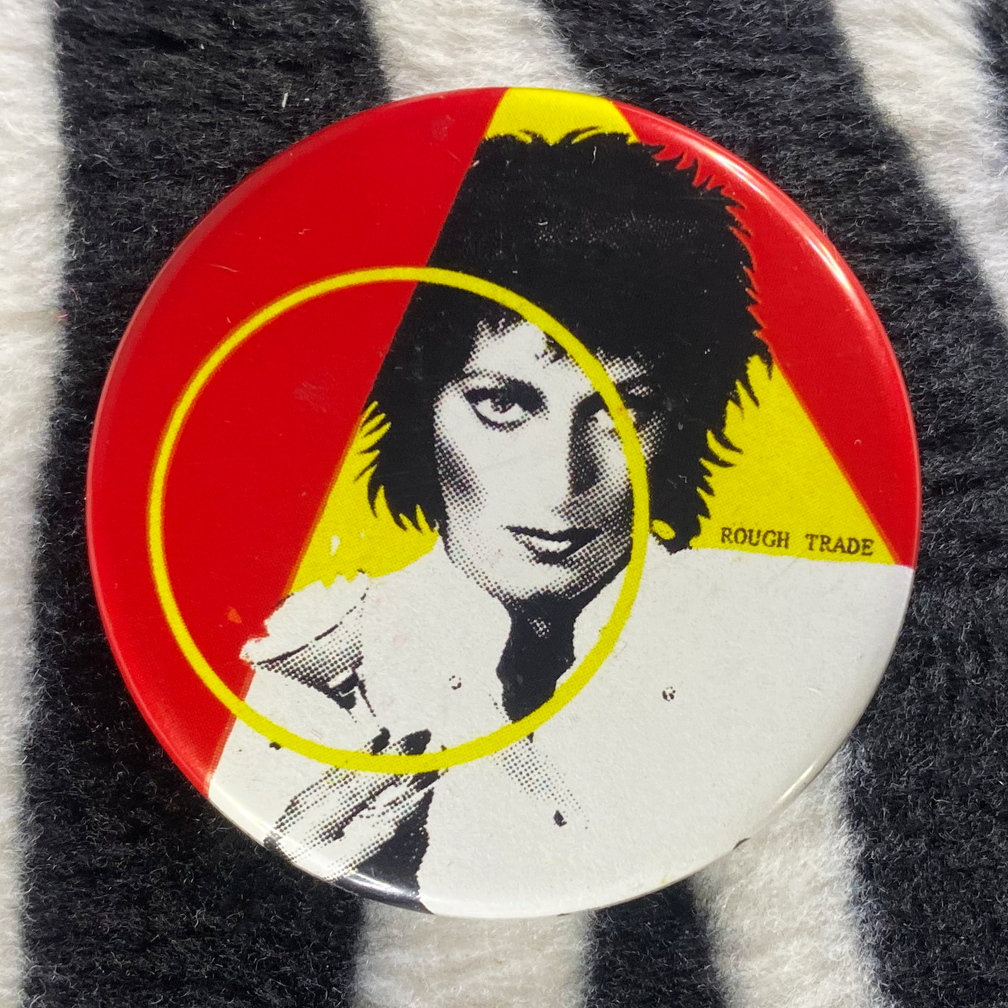 "ROUGH TRADE" pinback button