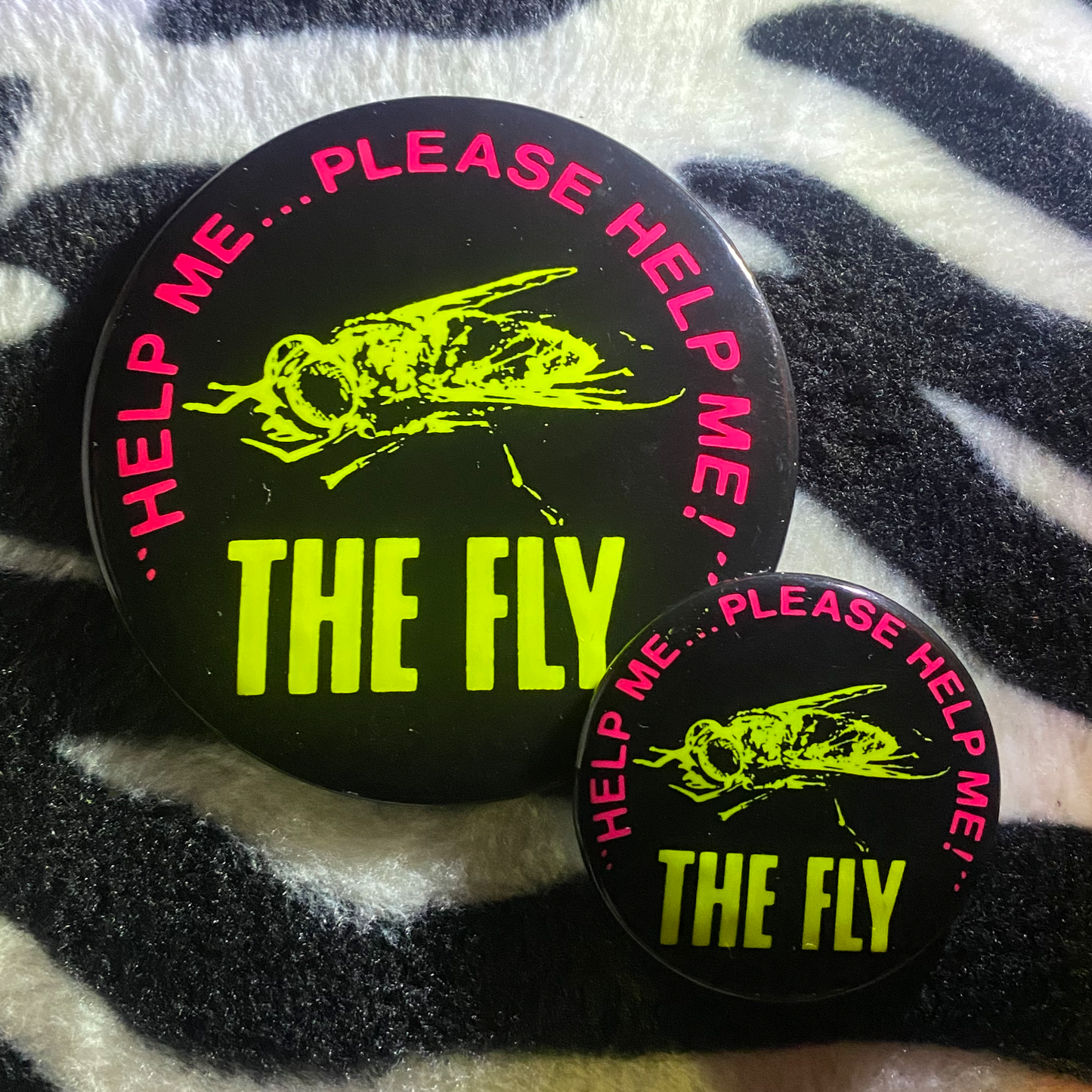 "THE FLY" blacklight pinback button