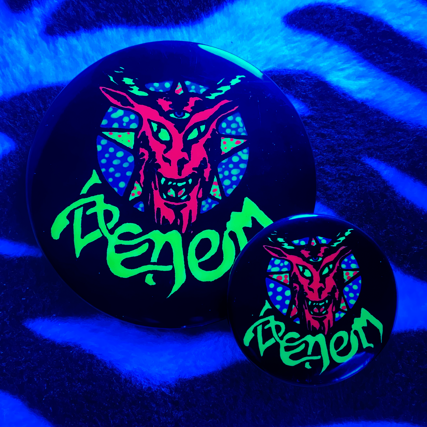 "VENOM DEVIL" backlight pinback button